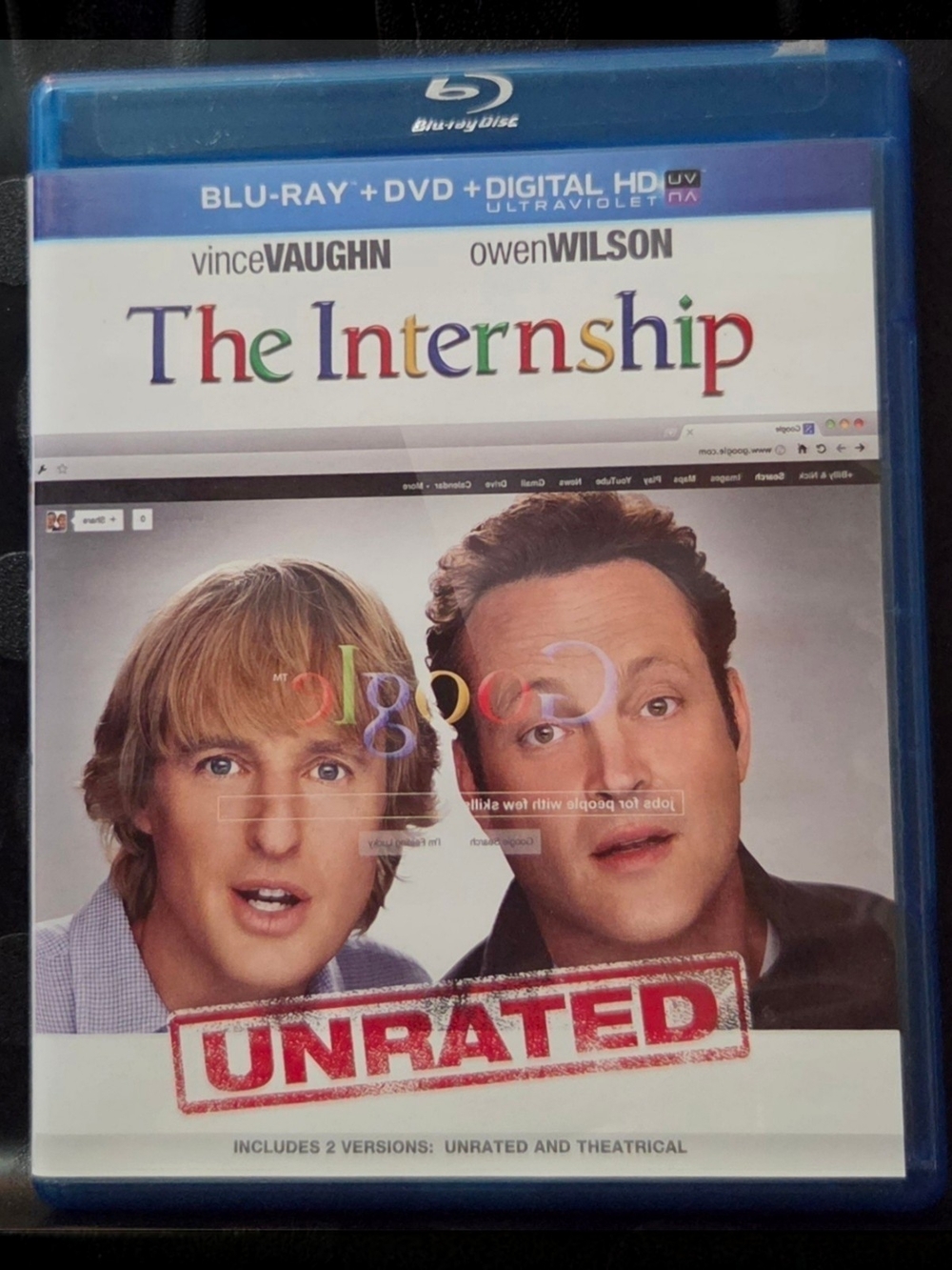 ​The Internship DVD + Blu-ray Combo Unrated Edition Vince Vaughn Owen Wilson **
